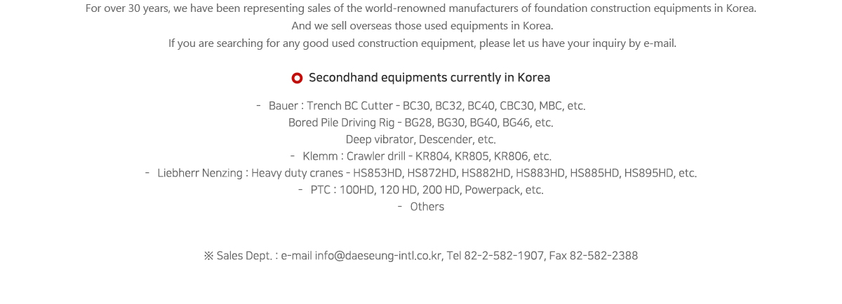 Secondhand Equipments